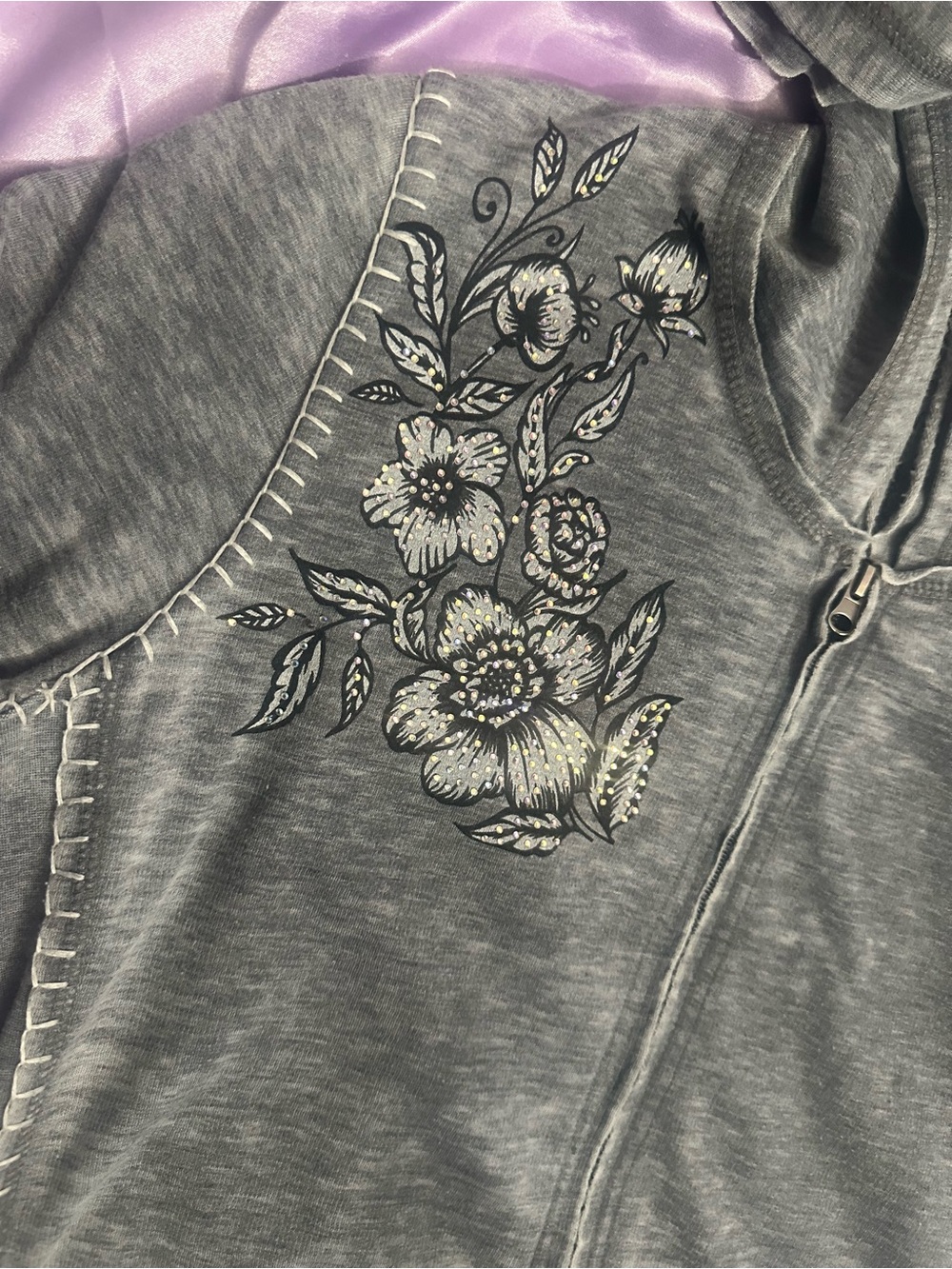 Y2K McBling Embellished Rhinestone Graphic Hoodie size M - Picture 7 of 14